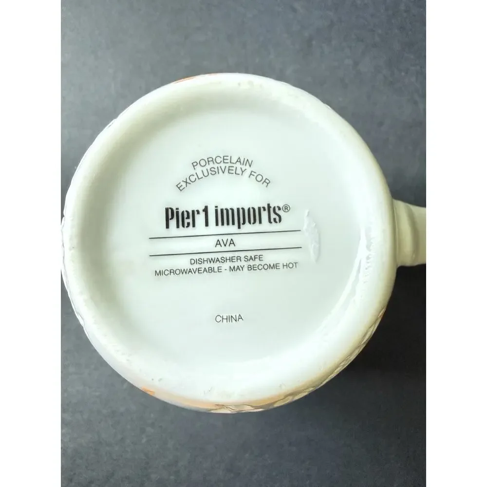 Pier One Ava Ceramic Mug Embossed Initial Letter (S) Porcelain Coffee Tea